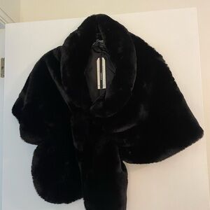 Luxurious Black Faux Fur Shawl